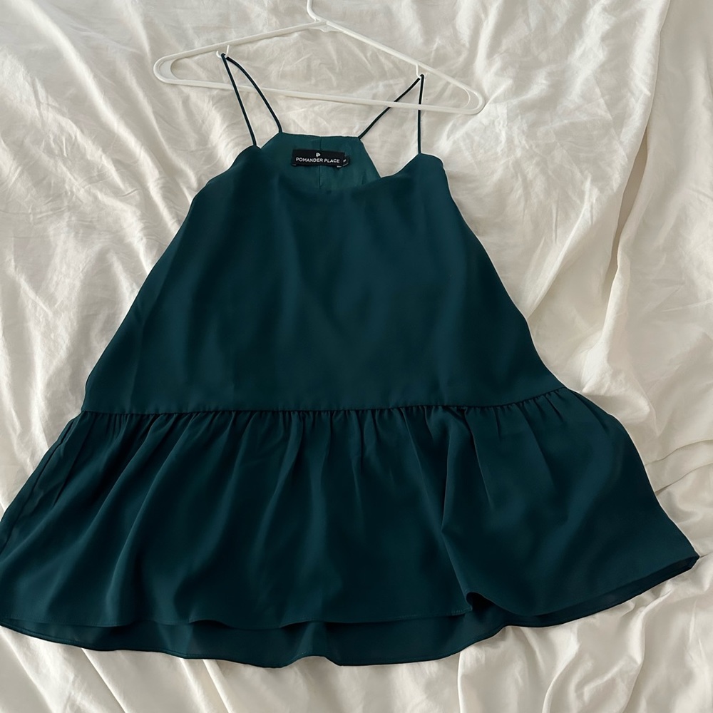 Green silk blouse